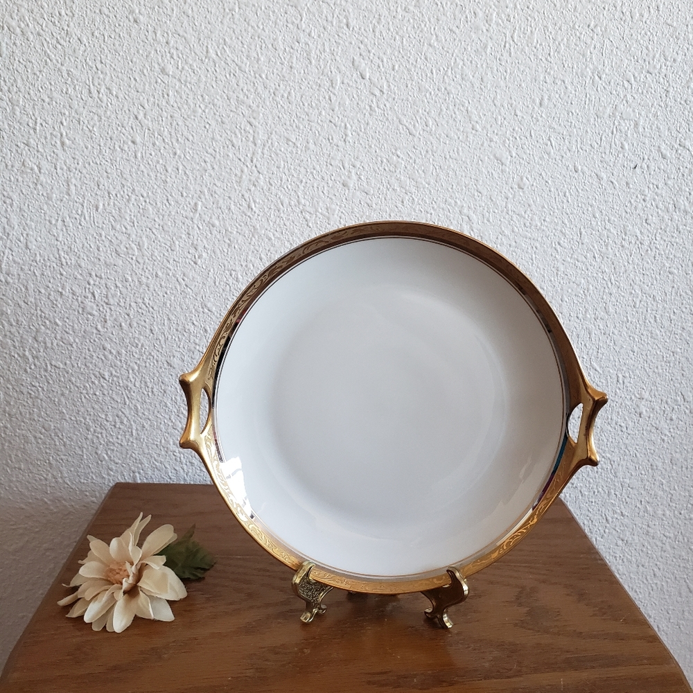 Antique Hutschenreuter JHR GELB Bavaria Germany Cake Porcelain Plate #